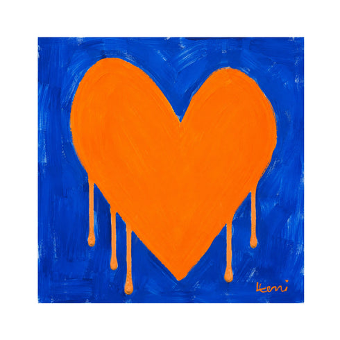 Orange Crush Drippy Heart Art Print