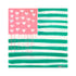 Kerri Rosenthal Heart-Flag painting in pink and green: an American flag design with a pink star field filled with white dripping hearts and teal-green and white painted stripes.