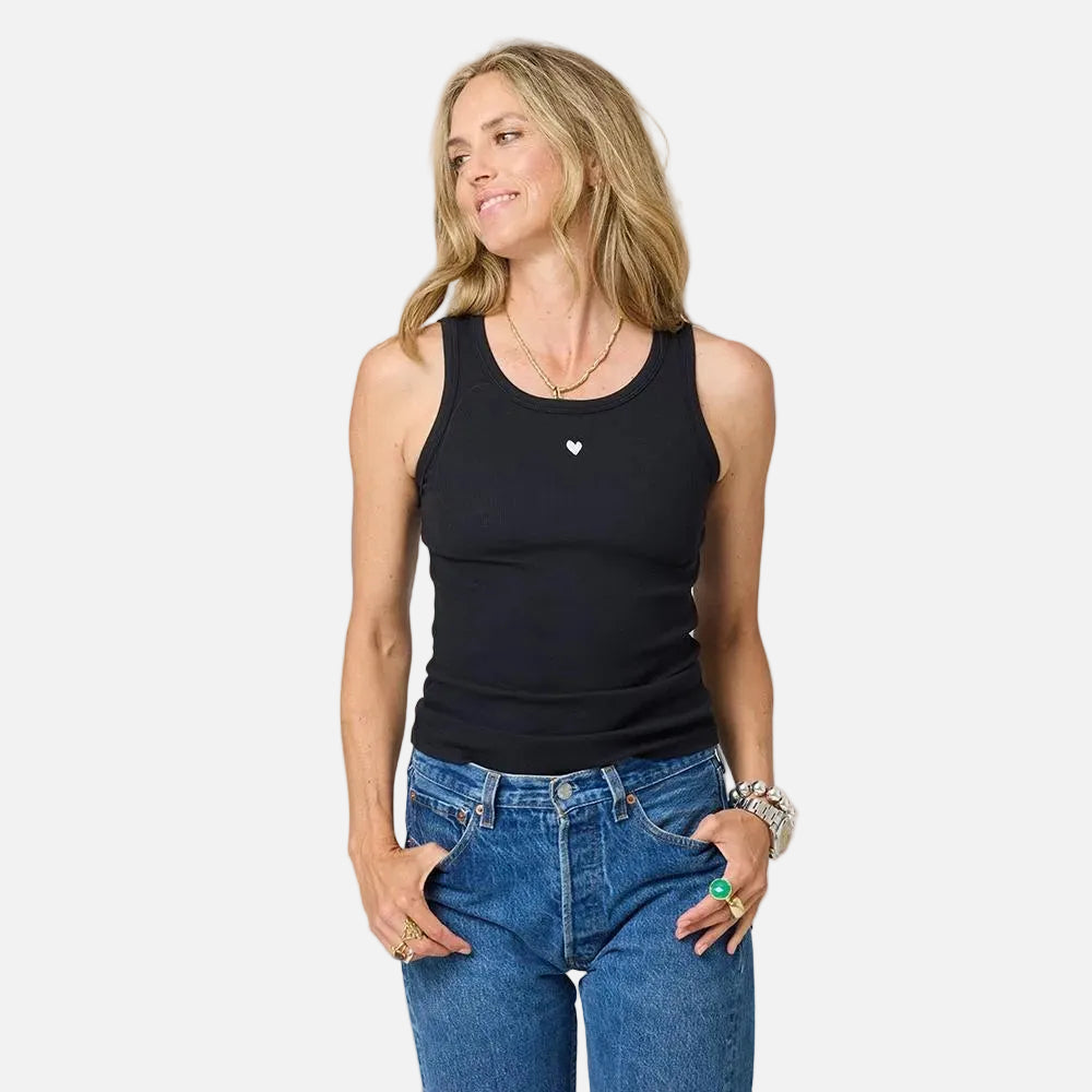 KR Cotton Blend Ribbed Black Tank Top – KERRI ROSENTHAL