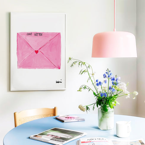 Sending You a Love Note Pink Art Print Artwork by Kerri Rosenthal