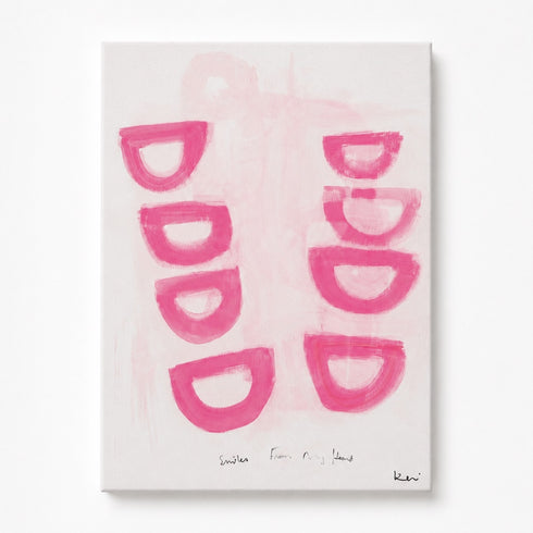 Canvas print with pink abstract shapes on a white background