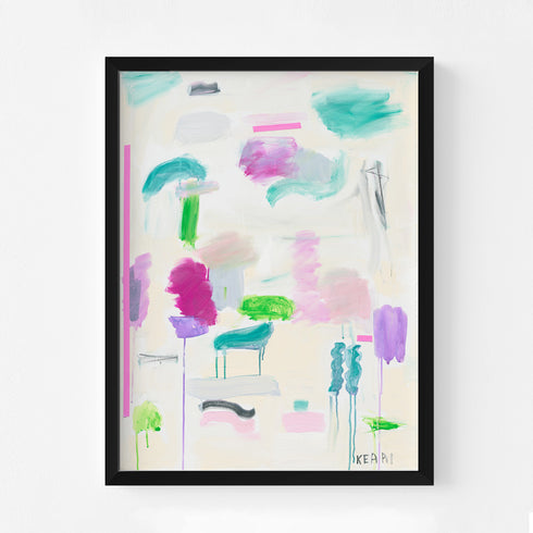 Some Spring Sunday colorful multi art print by Kerri Rosenthal - Unique artwork for living room wall decor