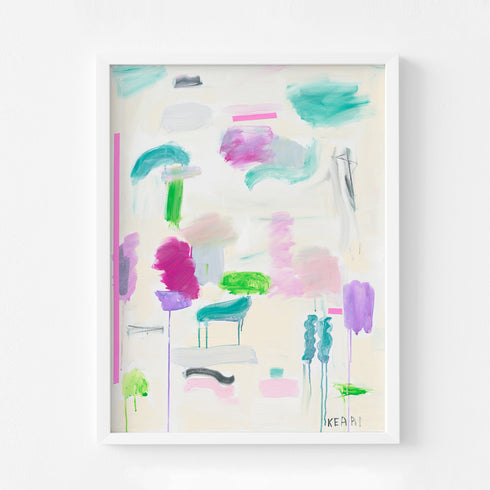Some Spring Sunday colorful multi art print by Kerri Rosenthal - Unique artwork for living room wall decor