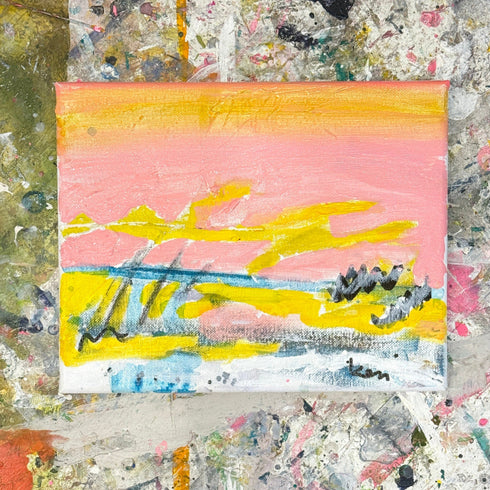 Sunset Summer original painting displayed in Kerri Rosenthal's studio