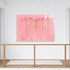 Kerri Rosenthal pink floral canvas print displayed on white shiplap wall above wood staircase railing