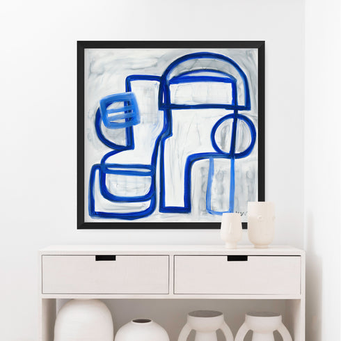 Les Bleus blue grey art print - An original painting inspired home interiors for modern living spaces by Kerri Rosenthal
