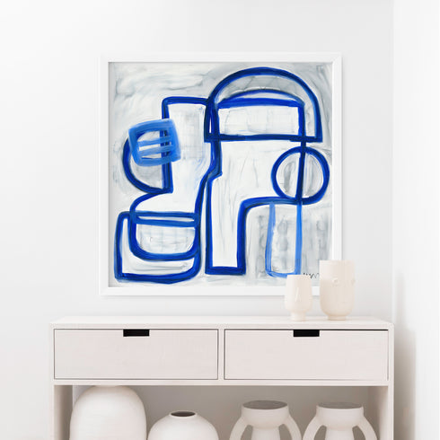 Les Bleus blue grey art print - An original painting inspired home interiors for modern living spaces by Kerri Rosenthal