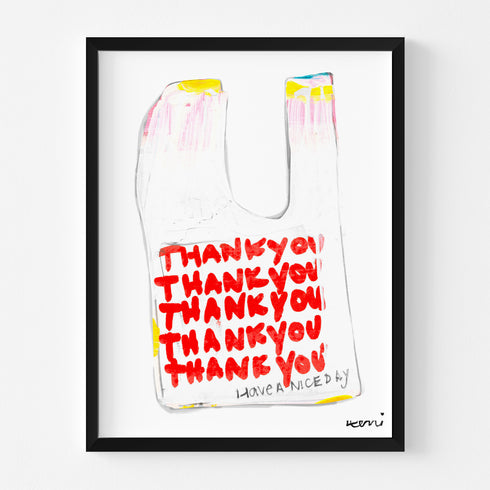 Thank You & Have a Nice Day original art print by Kerri Rosenthal - perfect word artwork for a kitchen, dining room or entryway.