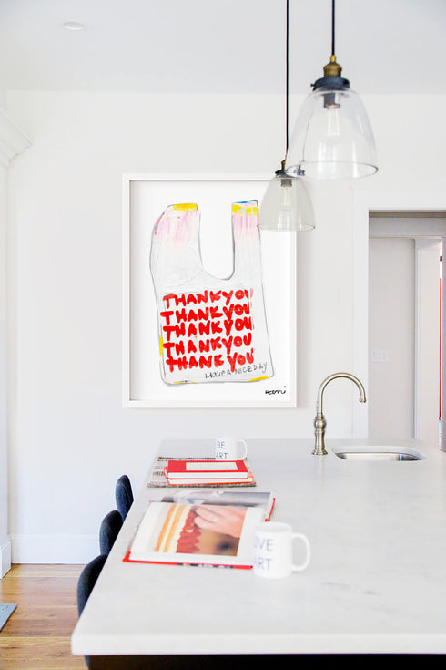 Thank You & Have a Nice Day original art print by Kerri Rosenthal - perfect word artwork for a kitchen, dining room or entryway.