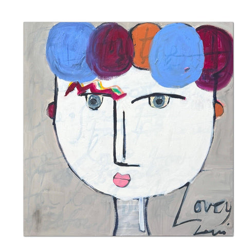 Tiki lovey original painting wall art on canvas by Kerri Rosenthal - Perfect unique artwork gift for living room wall decor