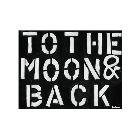 To The Moon and Back black white art print wall word art framed artwork by Kerri Rosenthal - Unique artwork for living room wall decor
