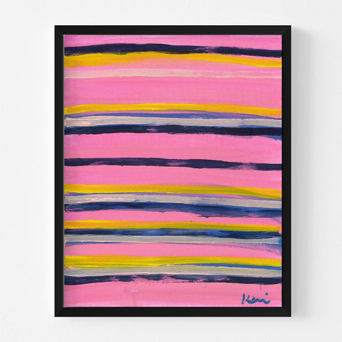Walk This Way colorful stripe art print by Kerri Rosenthal - Unique artwork for living room wall decor
