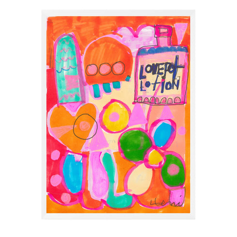Cabana Cafe by Kerri Rosenthal — a whimsical sun-soaked print in orange, pink, and turquoise.