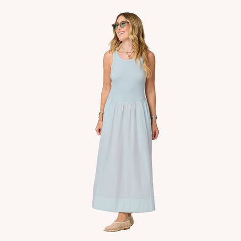 KR Tank light blue sleeveless dress in 100% cotton - Shop women’s tank dresses by Kerri Rosenthal