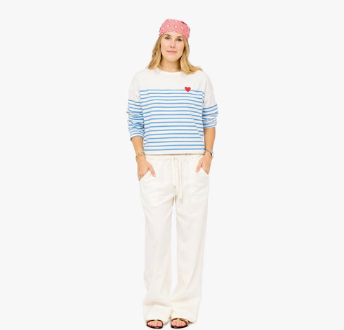 Artist long sleeve blue and white striped shirt in 100% cotton - Shop cute womens striped tee by Kerri Rosenthal