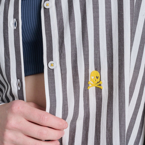 SoulCycle x KR gray stripe shirt in 100% cotton - Shop womens designer shirt by Kerri Rosenthal.