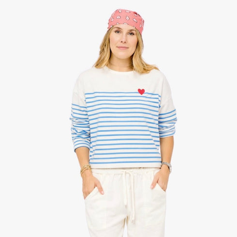 Artist long sleeve striped tee women's in 100% cotton - Shop designer cute striped tee by Kerri Rosenthal