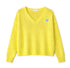 Summerland lime green v neck sweater in cotton blend - Shop designer women's cute pullover sweaters by Kerri Rosenthal