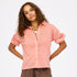 Kerri Rosenthal Tux Shirt in Cali Rose cotton voile with pintucked front and French cuffs.