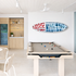 Handmade multicolor word art surfboard for home decor - Shop colorful cute surfboards by Kerri Rosenthal