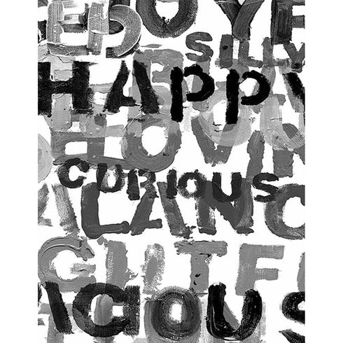 High quality word of the day black and white wallpaper by Kerri Rosenthal - designer wall paper for modern living room decor