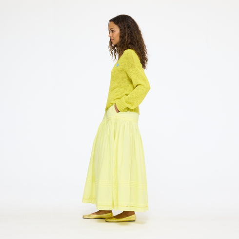 Summerland V-neck lime green sweater in cotton-slub blend - Shop women's cute pullover sweaters by Kerri Rosenthal