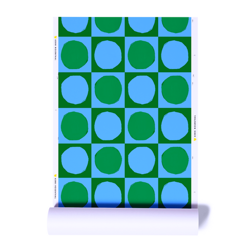 Yin + Yang Square Circle Wallpaper abstract modern blue & green - designer wall paper Kerri Rosenthal