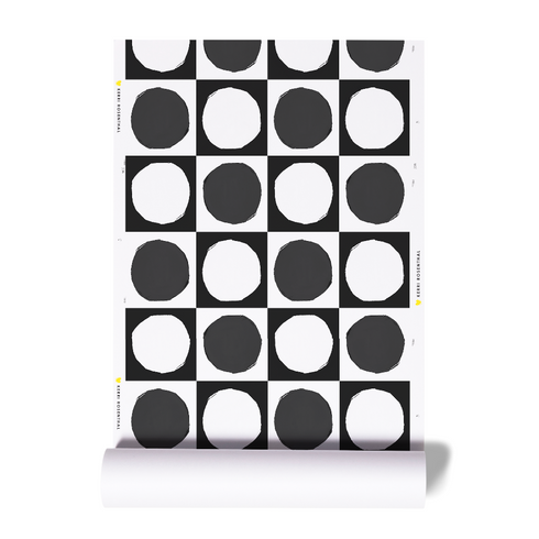 Yin + Yang Square Circle Wallpaper abstract modern black & white - designer wall paper Kerri Rosenthal