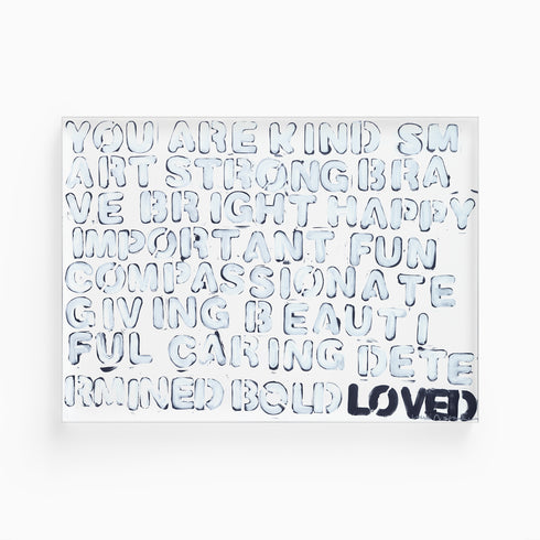 You Are white blue word art print by Kerri Rosenthal - Unique artwork for living room wall decor