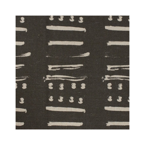 14 Layers reverse carbon black ground fabric oyster beige stripes and dots linen - designer home decor fabric by Kerri Rosenthal