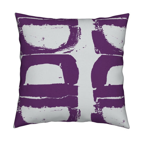 Mallow Amethyst purple cotton and oyster linen fabric - Kerri Rosenthal