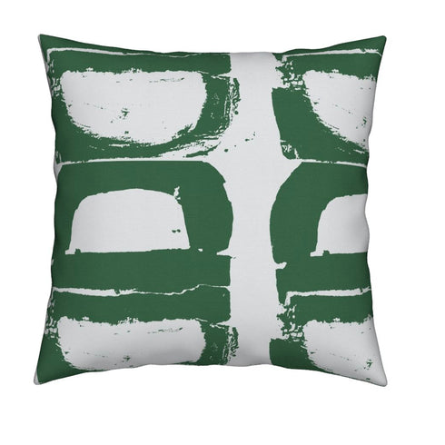 White ground with green Mallow grass throw pillows by Kerri Rosenthal
