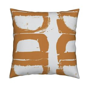 Mallow Ember orange cotton and oyster linen fabric - Kerri Rosenthal