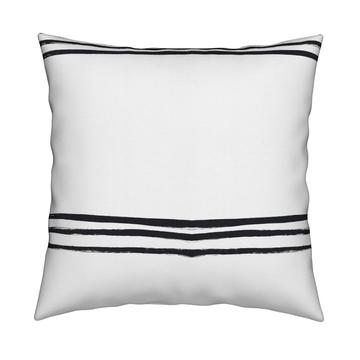 Three Is Company carbon black white stripe cotton and oyster linen fabric - Kerri Rosenthal