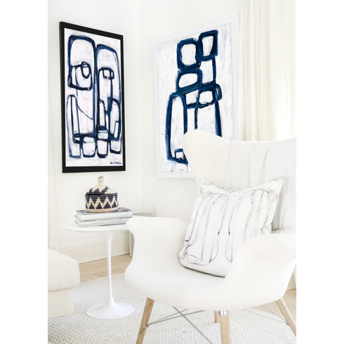 3 Amigos 1 Art Print white ground indigo blue modern abstract original artwork contemporary wall art by Kerri Rosenthal