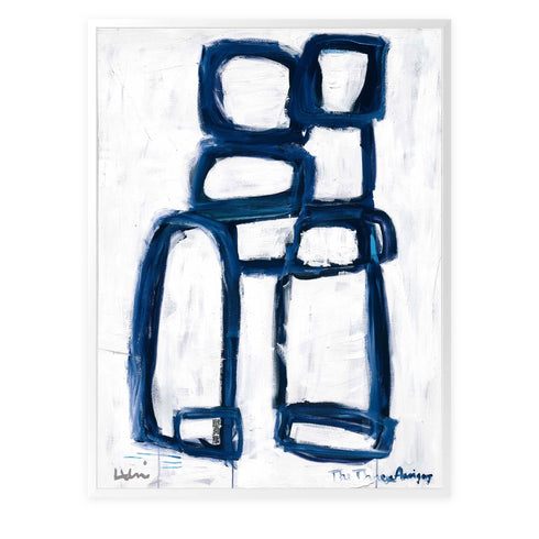 3 Amigos 1 Art Print white ground indigo blue modern abstract original artwork contemporary wall art by Kerri Rosenthal