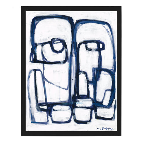 3 Amigos 2 Art Print white ground indigo blue modern abstract original artwork contemporary wall art by Kerri Rosenthal