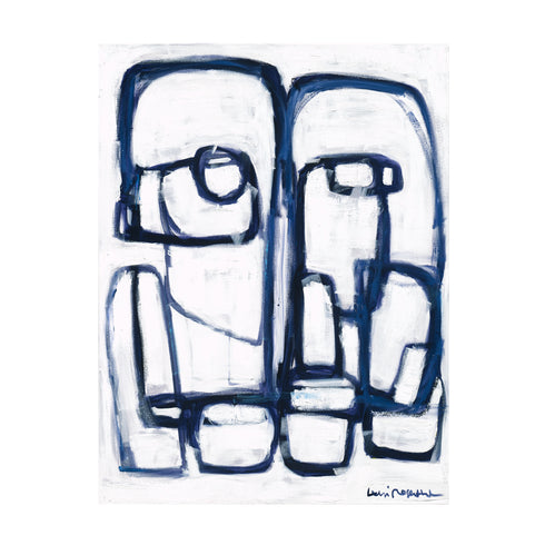 3 Amigos 2 Art Print white ground indigo blue modern abstract original artwork contemporary wall art by Kerri Rosenthal