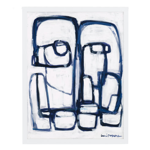 3 Amigos 2 Art Print white ground indigo blue modern abstract original artwork contemporary wall art by Kerri Rosenthal