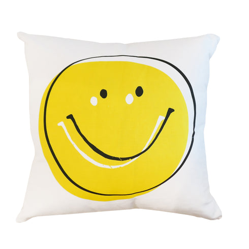 White ground with sunshine 3D smiley decorative throw pillow by Kerri Rosenthal