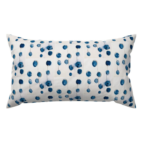 White ground with indigo blue decorative throw pillow by Kerri Rosenthal