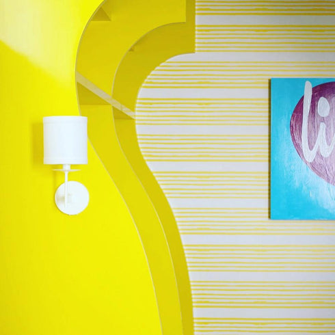 Elegant High quality White ground with yellow stripe on stripe sunshine wallpaper by kerri rosenthal - designer wall paper