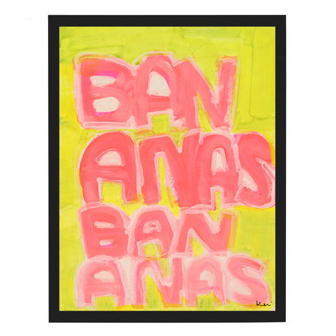 Unique Bananas Art Print Wall Word Art Framed Artwork - original artwork for living room, bedroom by Kerri Rosenthal