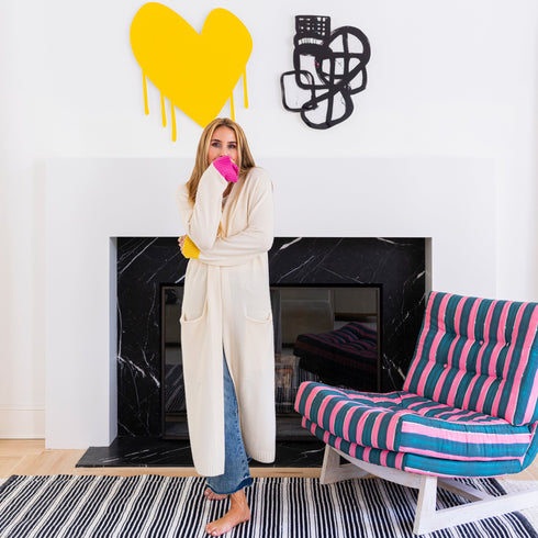 Nomad multi stripes cotton and oyster linen fabric - Kerri Rosenthal