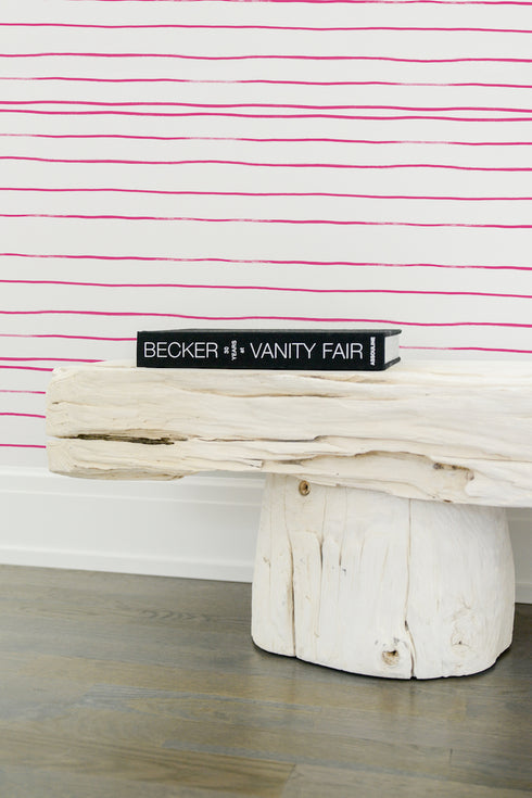 Unique and trendy White ground with pop pink stripe mr. sharpie wallpaper by kerri rosenthal - designer wall paper