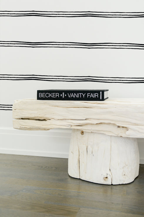 black and white three stripe modern cute stylish wall paper - designer home by Kerri Rosenthal
