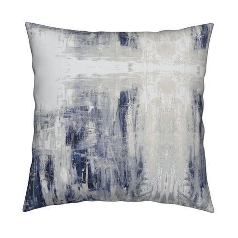 BF's Jeans white beige blue indigo navy square decorative throw pillow by Kerri Rosenthal