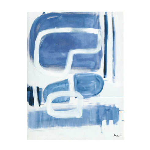 Indigo blue Maze Art Print by Kerri Rosenthal - Unique art gifts for living room, bedroom art