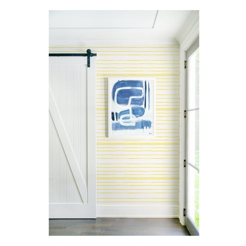 Indigo blue Maze White Framed Art Print by Kerri Rosenthal - Unique art gifts for living room, bedroom art