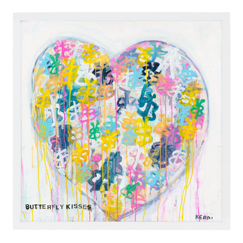 Butterfly Kisses Art Print from Kerri's Drippy Heart Series - Unique art gifts for living room, bedroom decor